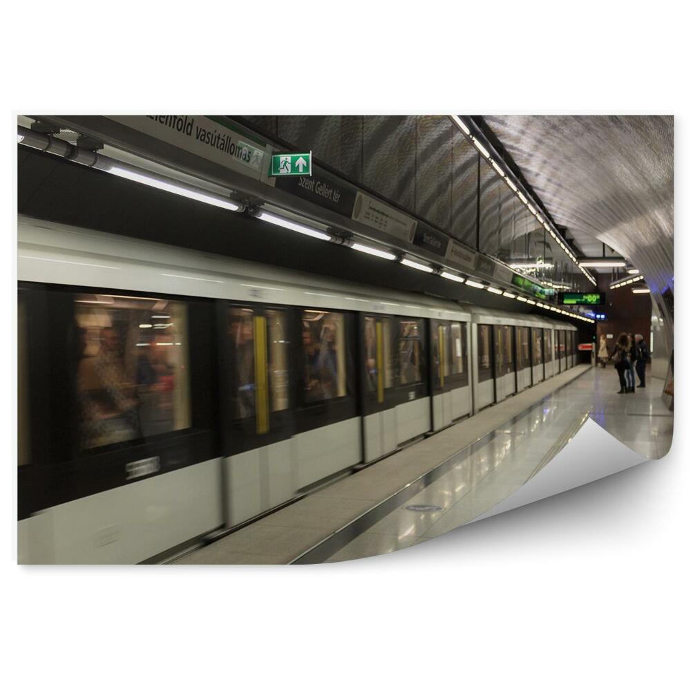 Decor fototapet Stație de metrou tren pasageri oameni
