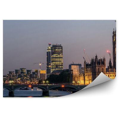 Decor fototapet Podul Big Ben, Tamisa, Bărci, Zgârie-Nori, Cer