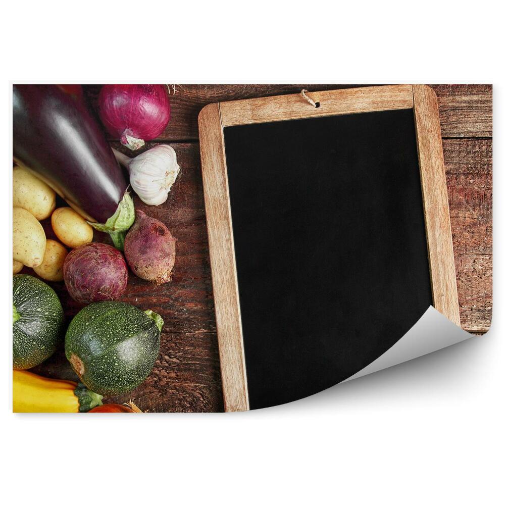 Fototapet Compoziție de legume proaspete pe lemn