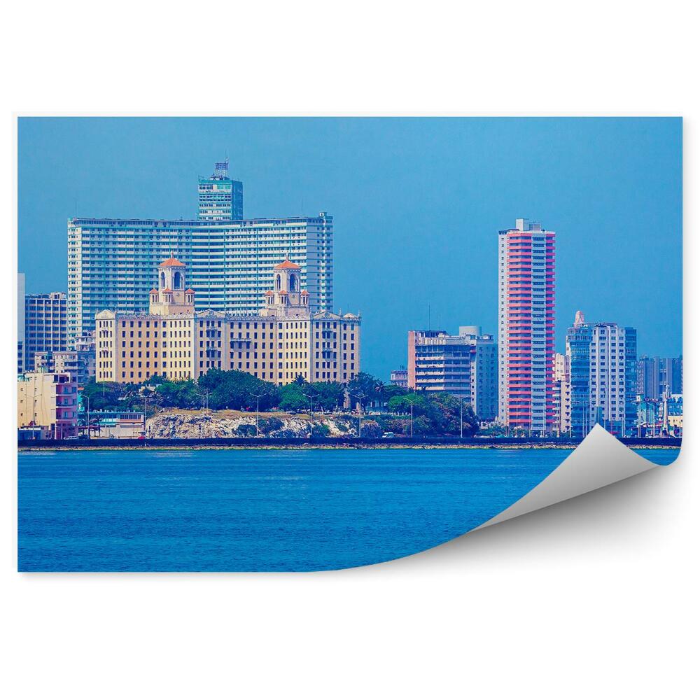 Fototapet vintage Cer De Apă Albastră Clădiri Din Orașul Havana