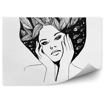 Decor fototapet Portret grafic alb-negru al unei femei