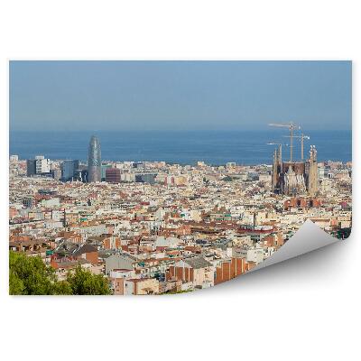 Fototapet vintage Oras Vedere Panoramica Catedrala Cladiri Barcelona Spania