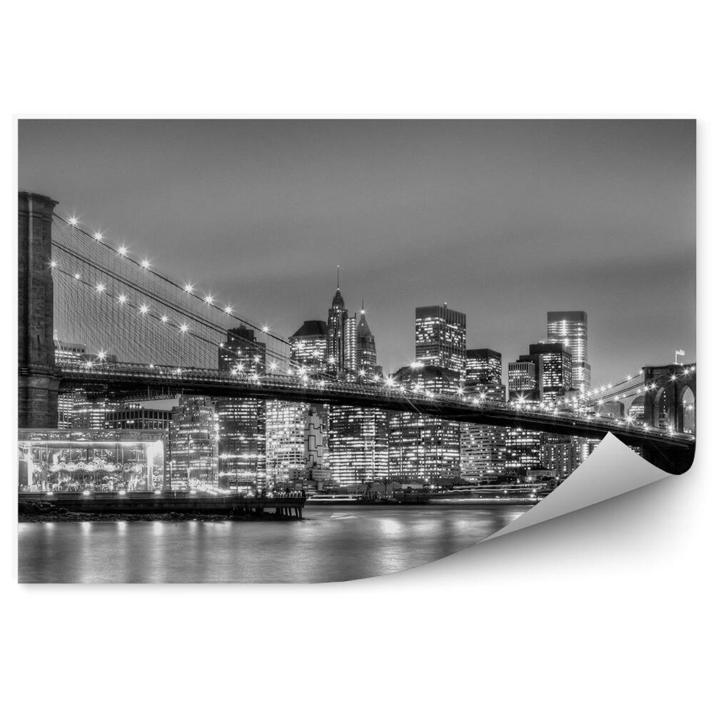 Fototapet vintage New York la amurg Brooklyn Bridge of Lights