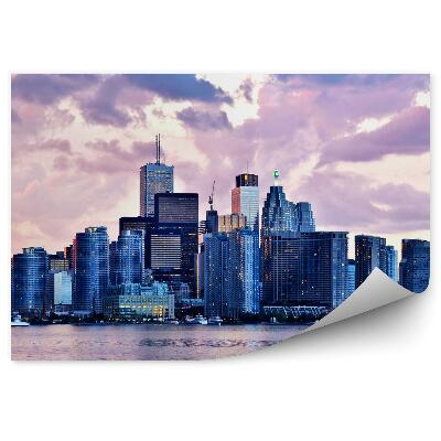 Decor fototapet Vedere A Clădirilor Orașului În Lumină Roz