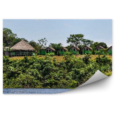 Fototapet Cabane Amazon Jungla Copaci Apa Cer Nori