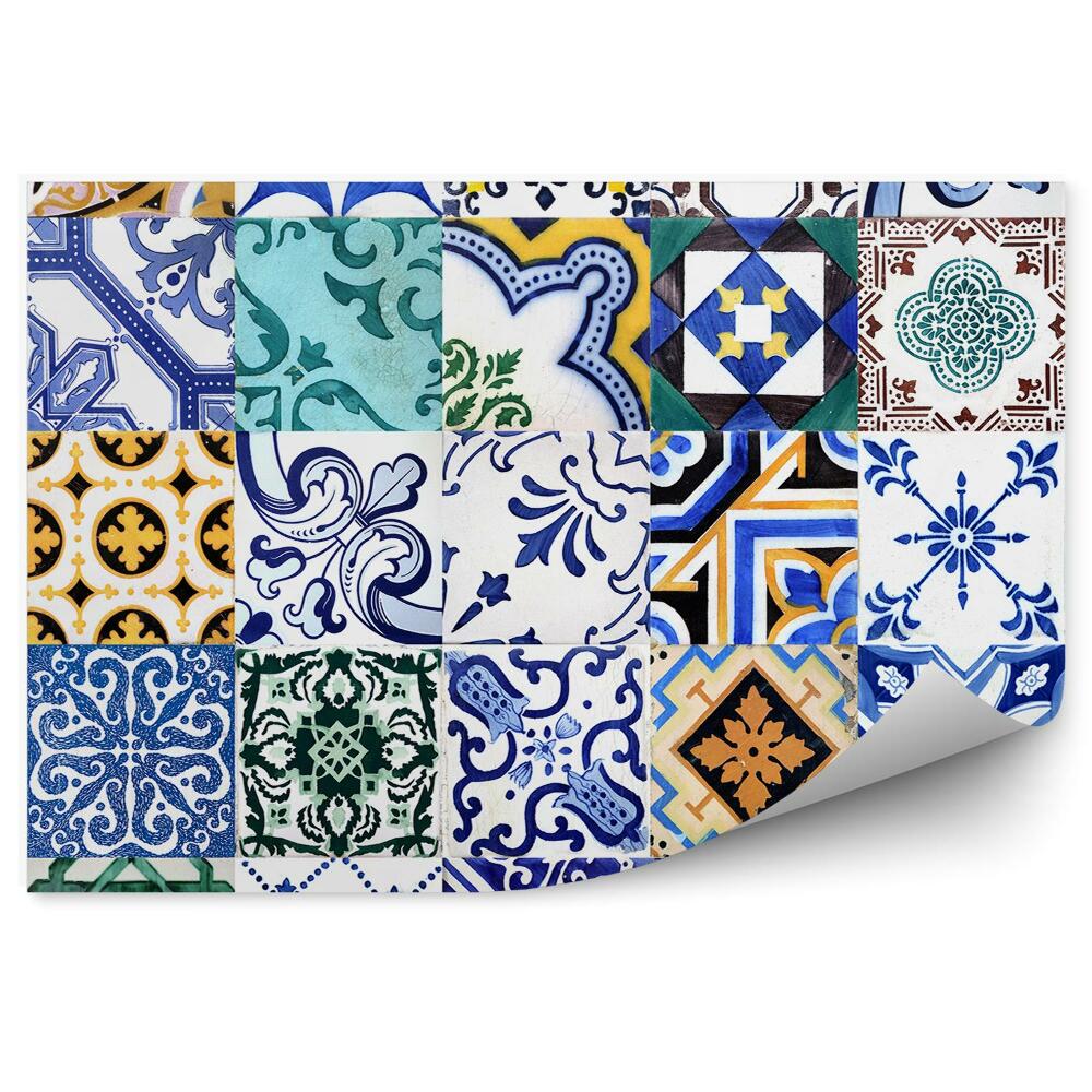 Fototapet pentru perete Colaj De Plăci De Mozaic Cu Modele Vintage Colorate