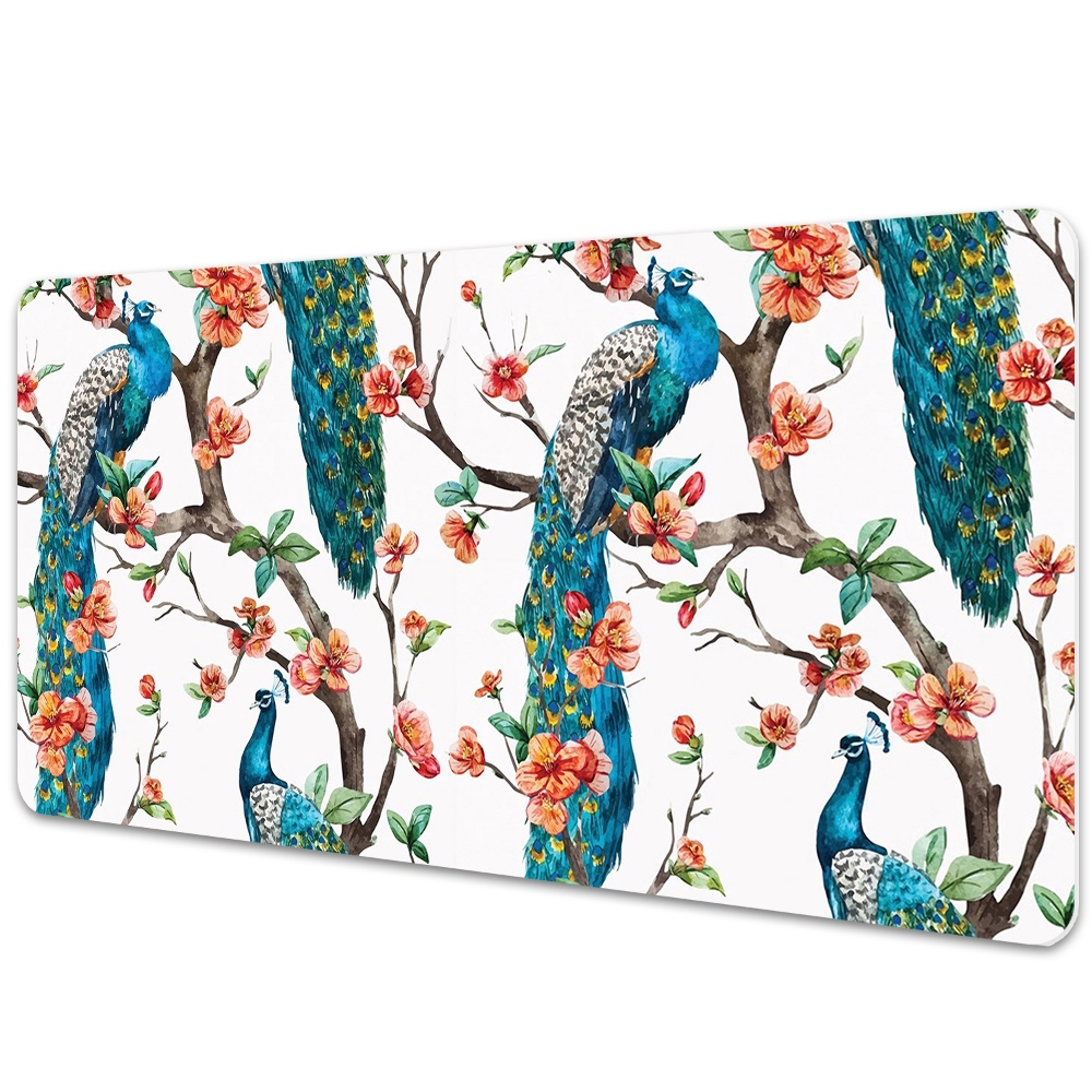 Mapa birou Păuni și flori tropicale