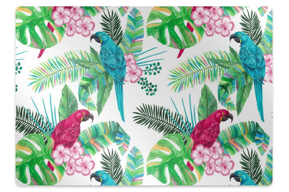 Protectie podea birou Papagalii pe pictura murală