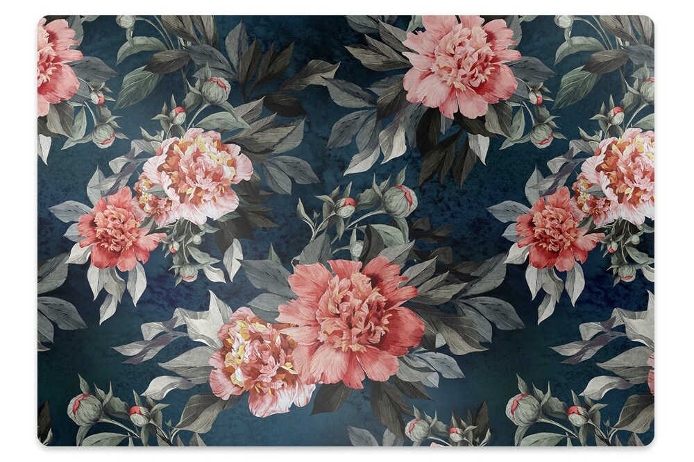 Covoras pentru protectie pardosea Flori de bujor în roșu