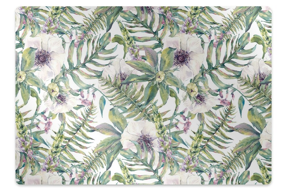 Covoras protectie pardoseala flori albe