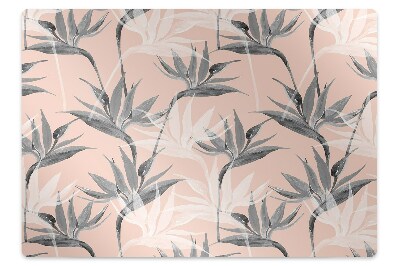 Protectie podea scaun birou Flori alb-negru