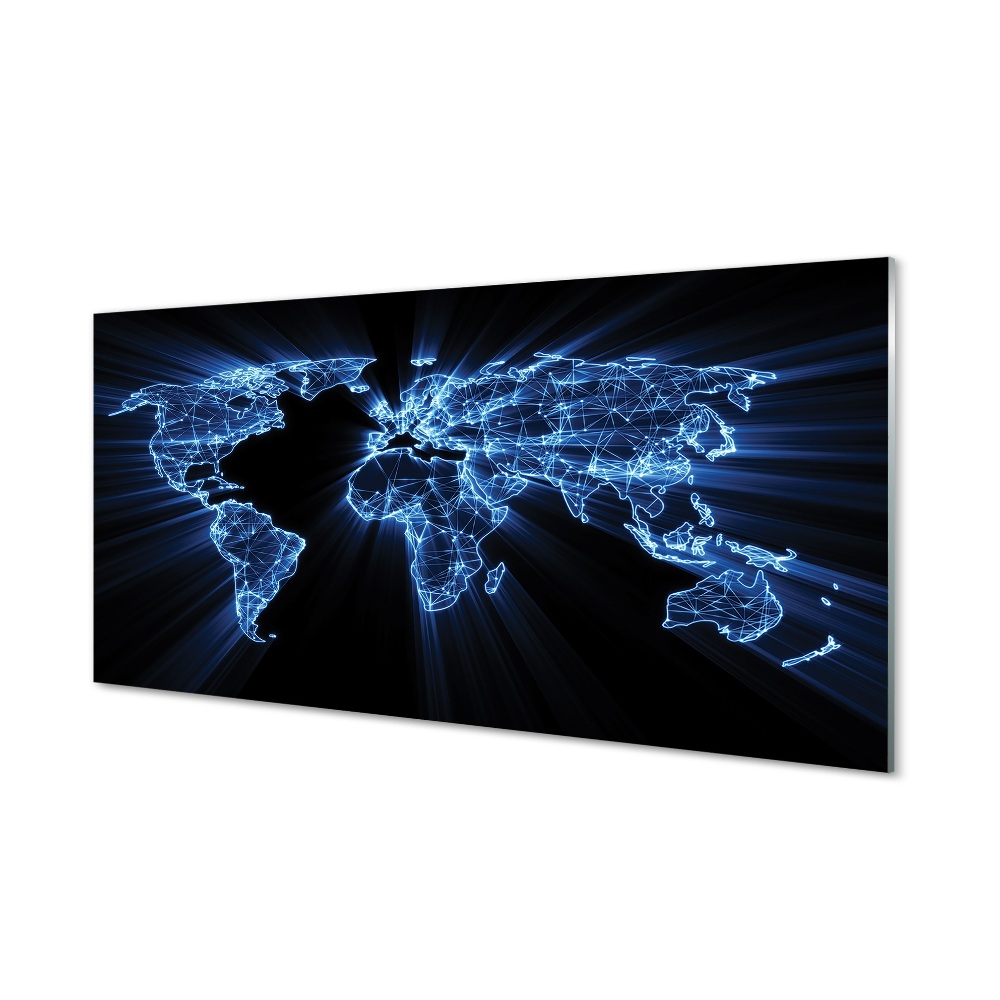 Tablou pe sticlă Puncte Albastre Ale Hărții Lumii
