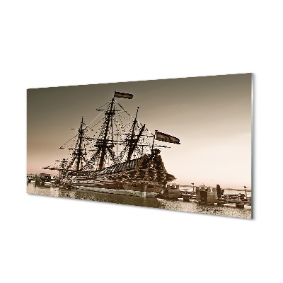 Tablou printat pe sticlă Nava Cu Pânze În Port