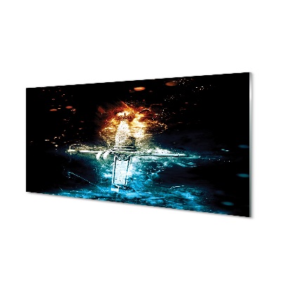 Tablou printat pe sticlă Sabie Portocalie Și Fum Albastru