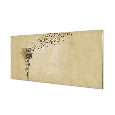 Tablou din sticlă Microfon Note Muzicale Fundal Bej