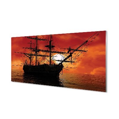 Fotografie imprimată pe sticlă Nava Mare Portocaliu Cer