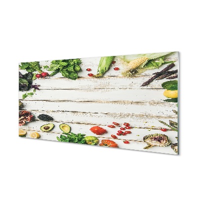 Tablou printat pe sticlă Legume Împrăștiate Pe O Placă