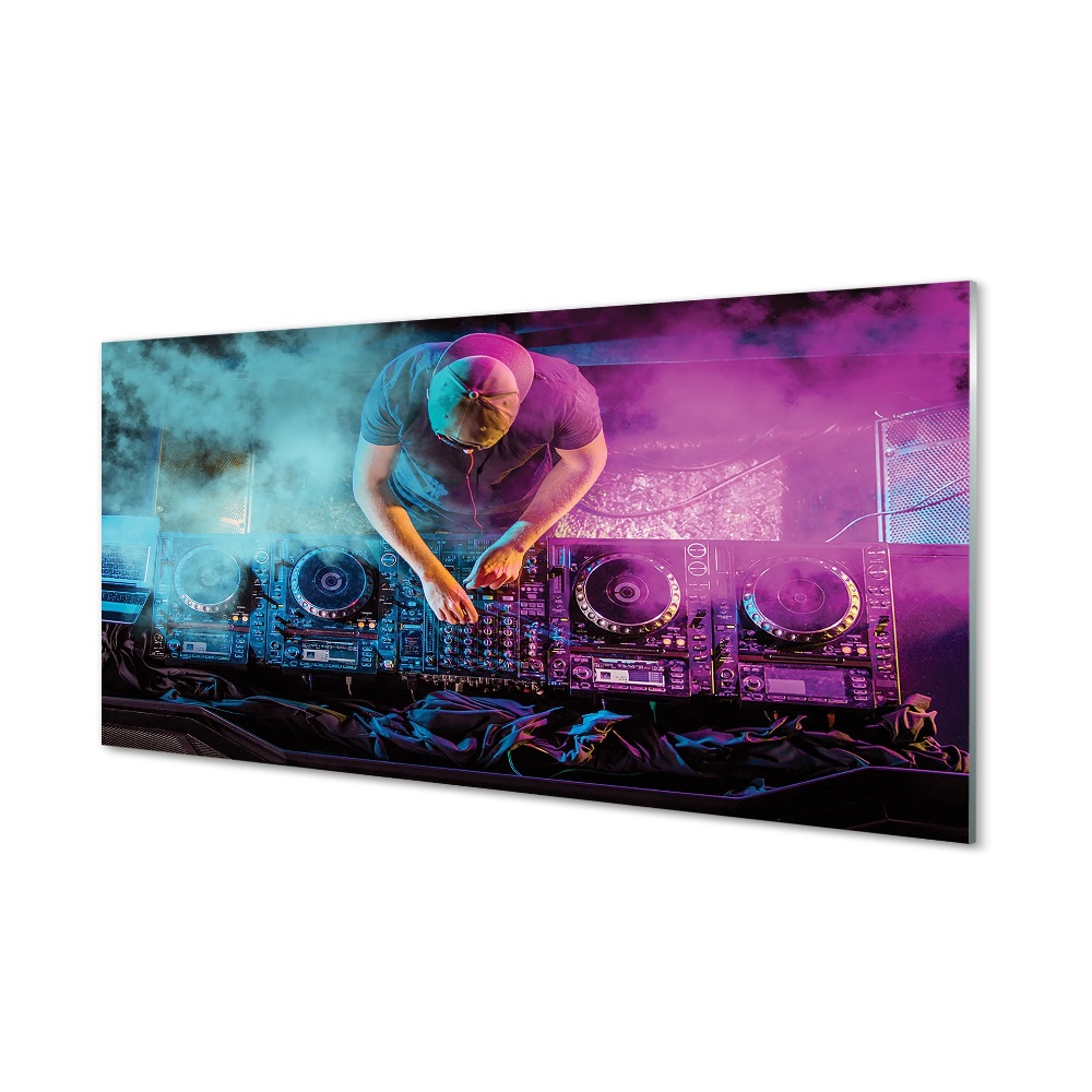 Tablou din sticlă Consolă Dj Cu Lumini Colorate Și Fum