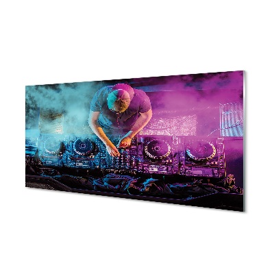 Tablou din sticlă Consolă Dj Cu Lumini Colorate Și Fum