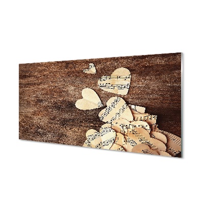 Tablou sticlă Inimi Cu Un Model De Note Muzicale