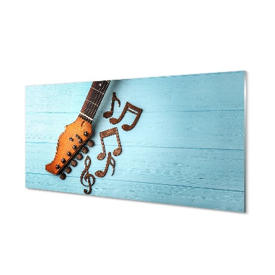 Tablou din sticlă Note Muzicale Pentru Chitară Fundal Albastru