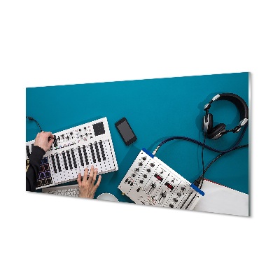 Tablou printat pe sticlă Căști Pentru Consola Dj