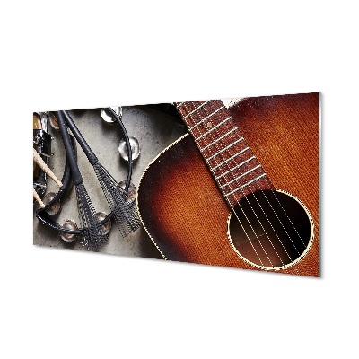Tablou de sticlă Tamburin Microfon Pentru Chitara