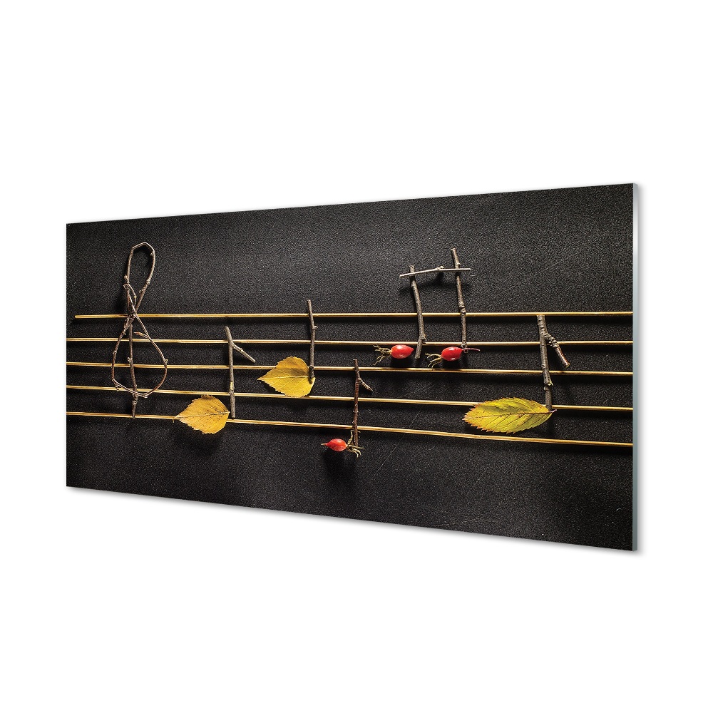 Tablou pe sticlă Doage Și Note Din Crenguțe Și Frunze