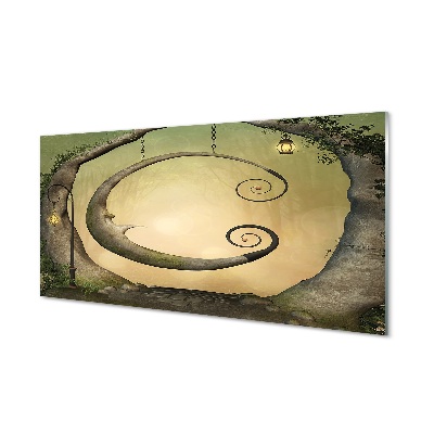 Tablou pe sticlă Lumini Abstracte Ale Lunii De Pădure