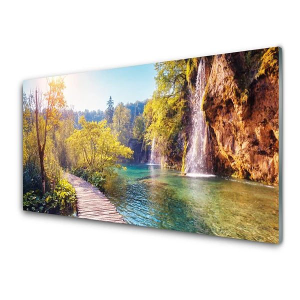 Transparenţă Pasarela Lângă Lac Și Cascadă