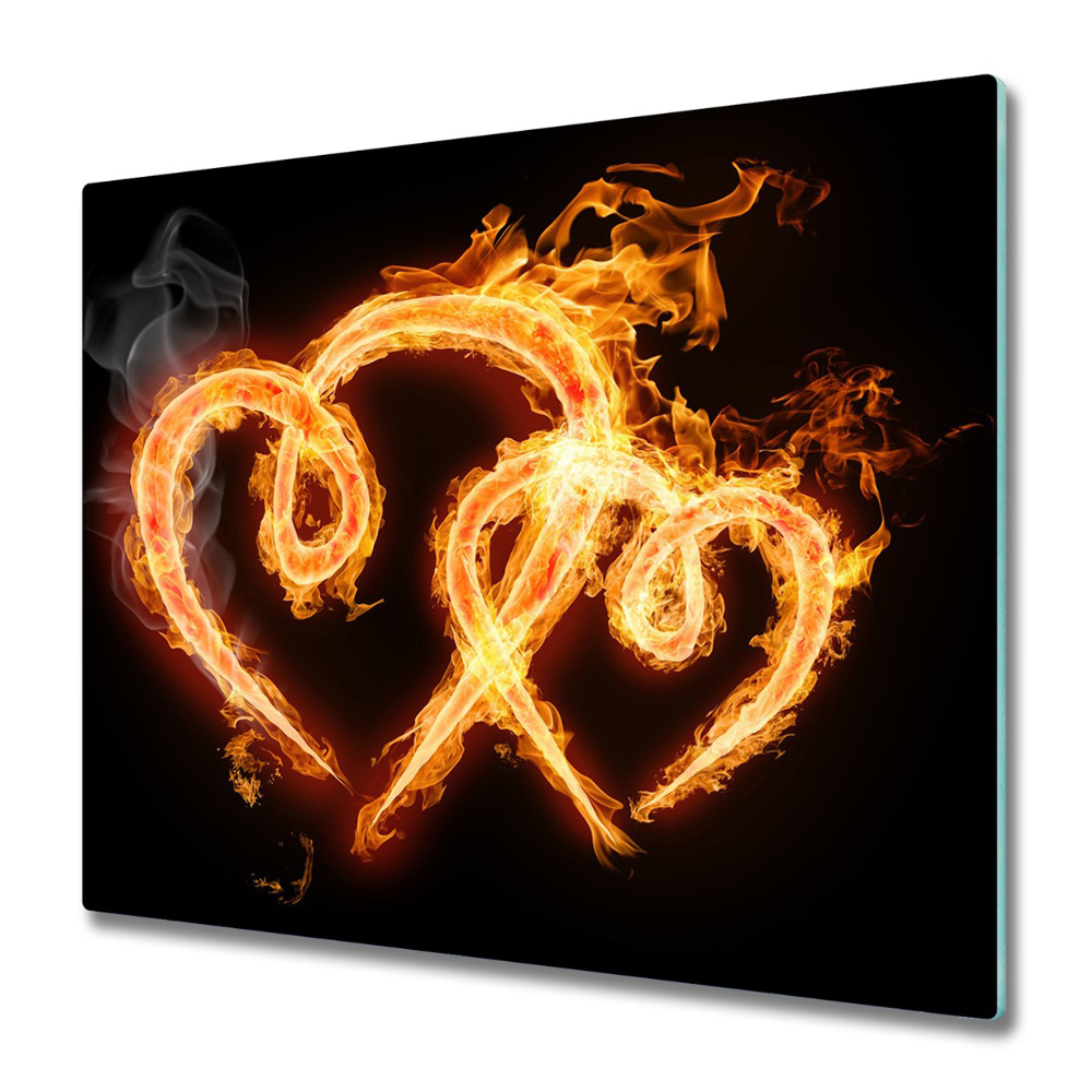 Tocător de bucătărie Pereche de inimi în flăcări