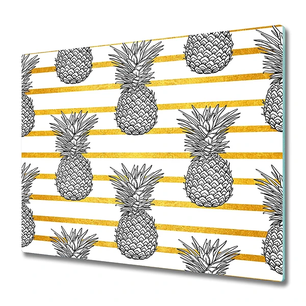 Tocător de bucătărie Ananas pe un fundal de dungi