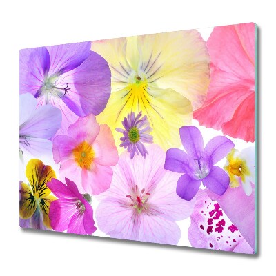 Tocător din sticlă Panseluțe colorate