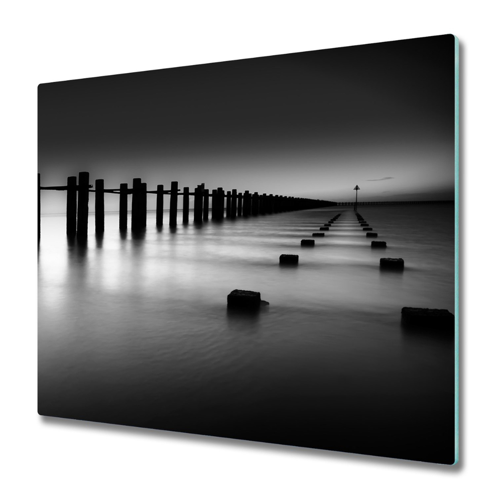 Tocător din sticlă Dig alb și negru