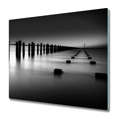 Tocător din sticlă Dig alb și negru