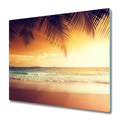 Tocător sticlă Răsărit de soare pe plajă