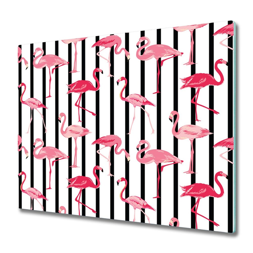 Tocător de bucătărie Flamingo pe un fundal cu dungi