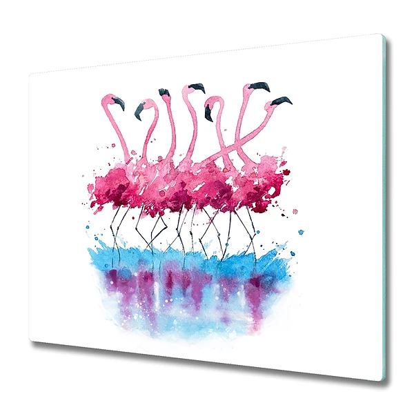 Tocător sticlă Acuarelă Flamingo