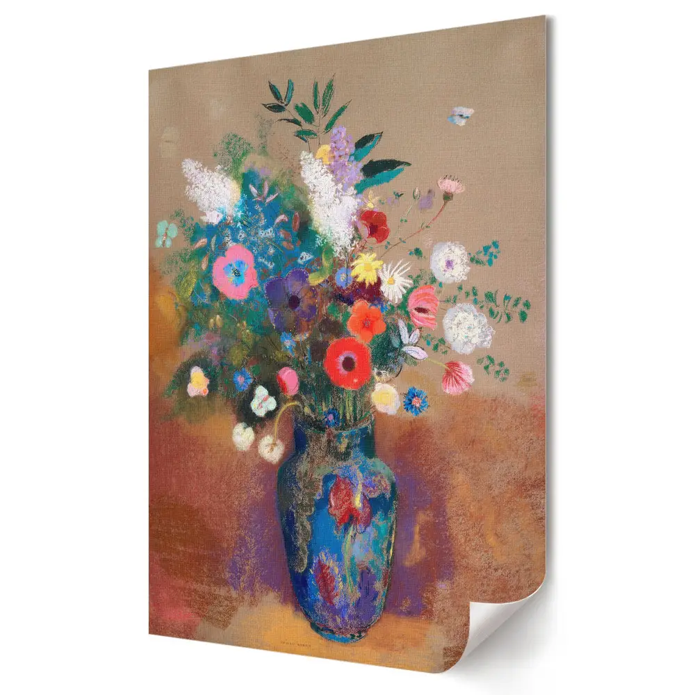 Tablou canvas Buchet colorat într-o vază albastră