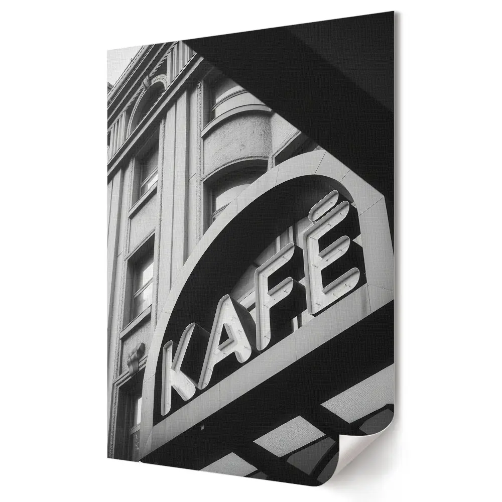Poster decorativ de cafenea stil minimalist alb-negru