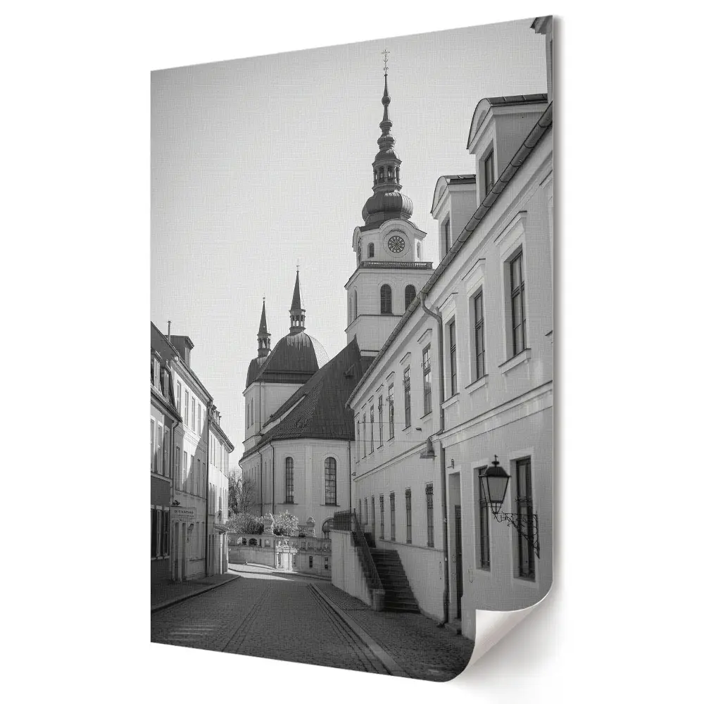 Poster decorativ Farmecul orașului vechi în monocromie