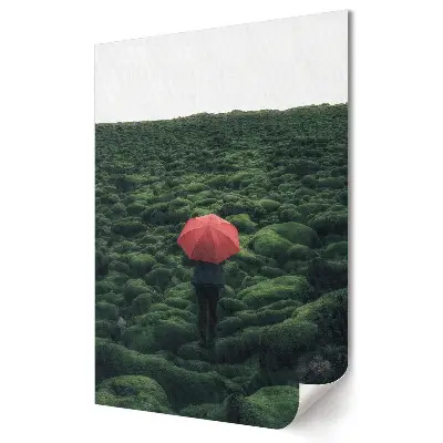 Tablou canvas cu umbrelă roșie în peisaj verde