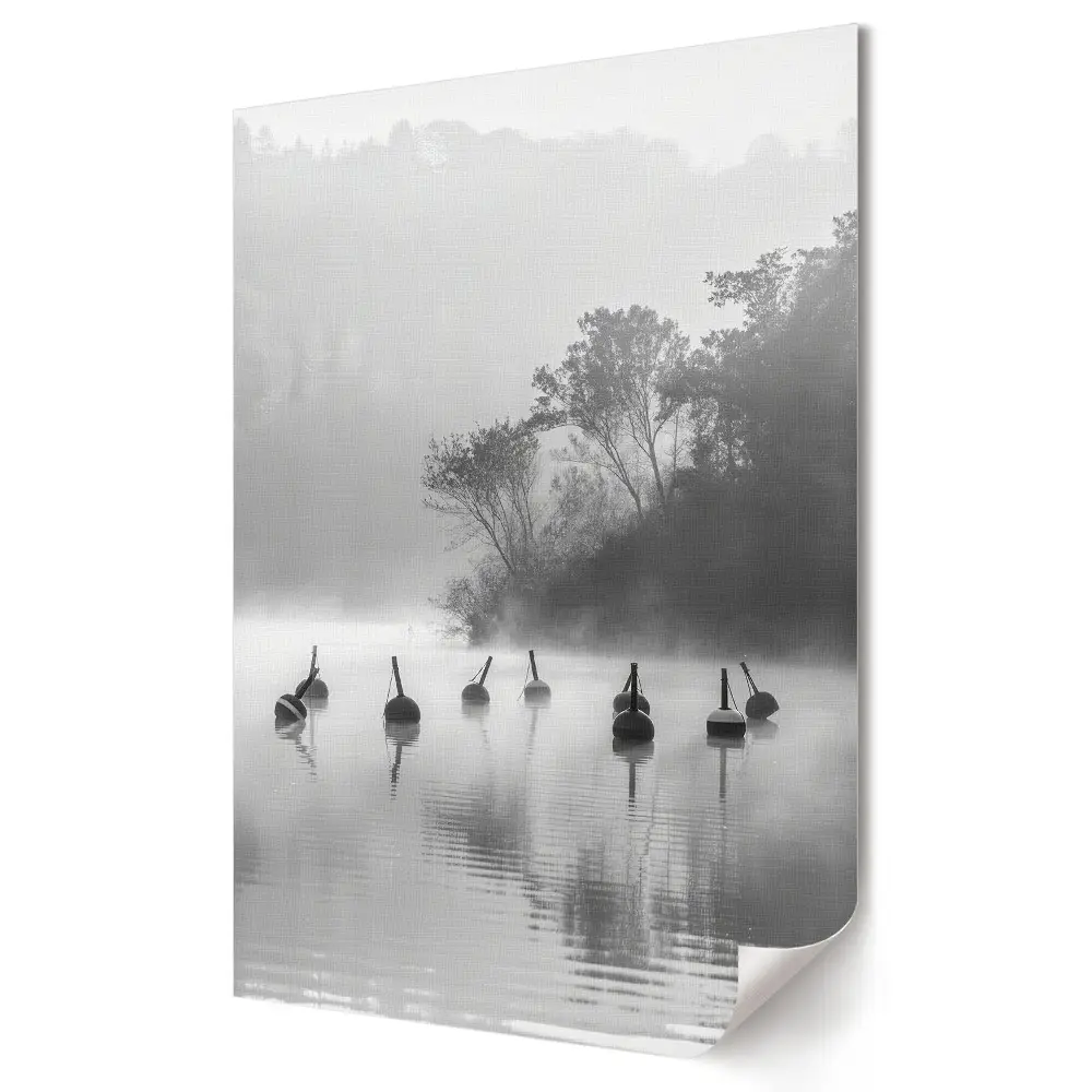 Tablou canvas Pace de dimineață peste un lac învăluit în ceață