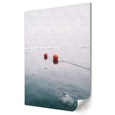 Tablou canvas cu peisaj marin, ape calme și balize portocalii