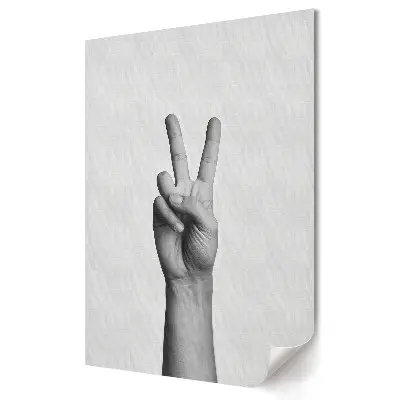 Tablou canvas cu grafică murală reprezentând simbolul păcii și gestul mâinii pentru victorie