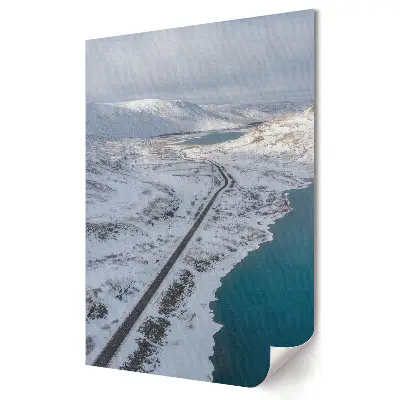 Tablou canvas cu peisaj de iarnă pe un lac de munte