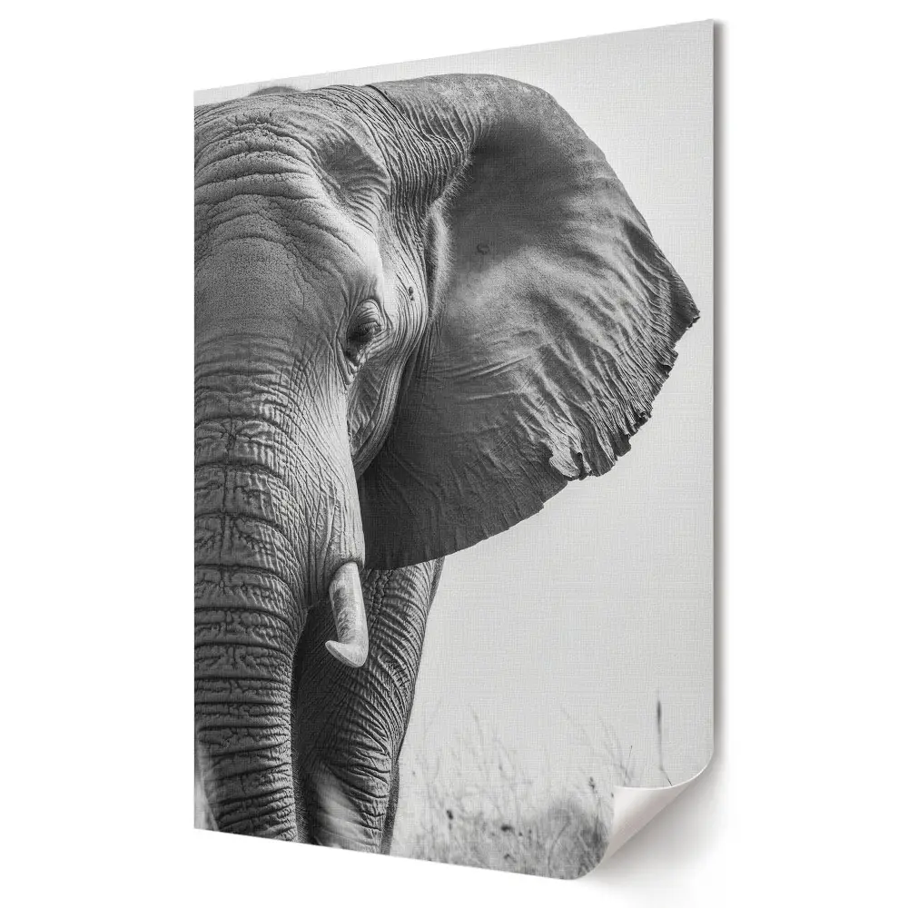 Tablou canvas cu grafică murală Eleganța elefantului alb-negru