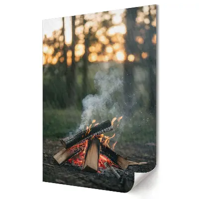 Poster decorativ Seara lângă foc în pădure