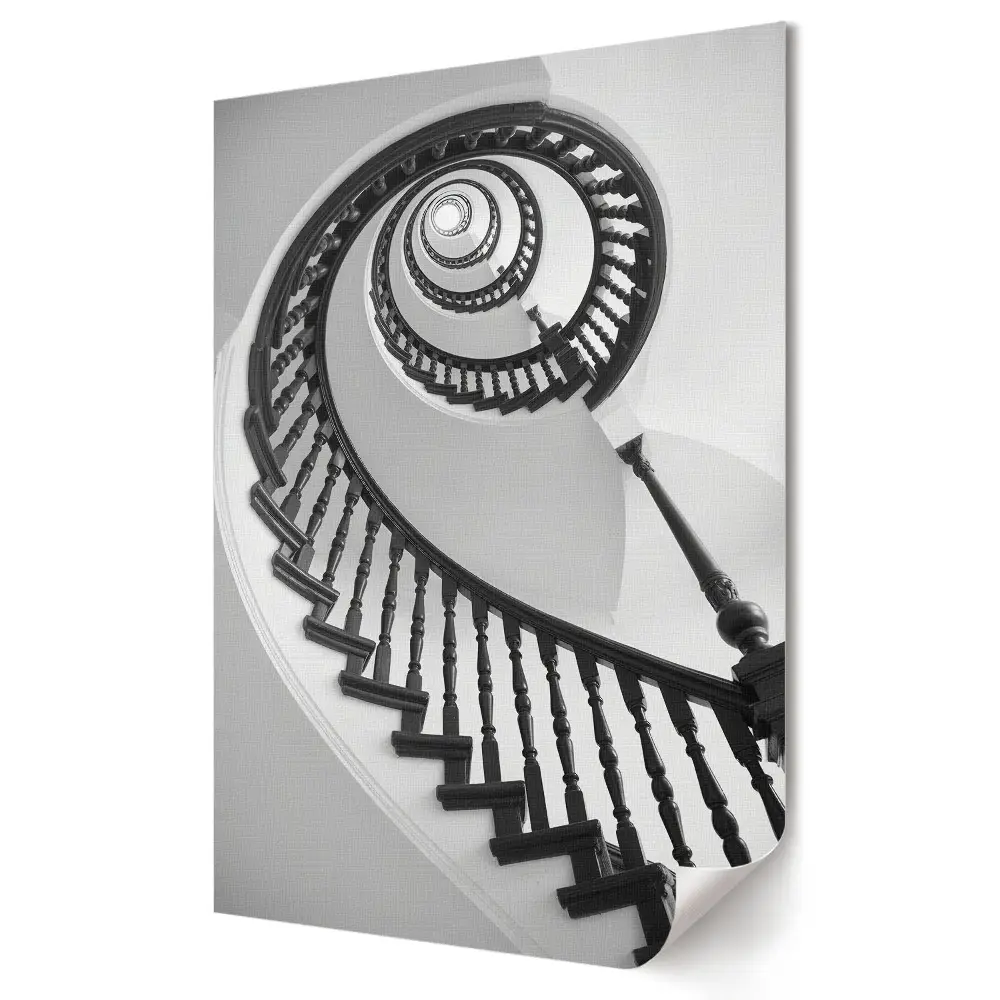 Poster de perete cu scară spiralată în stil monocrom