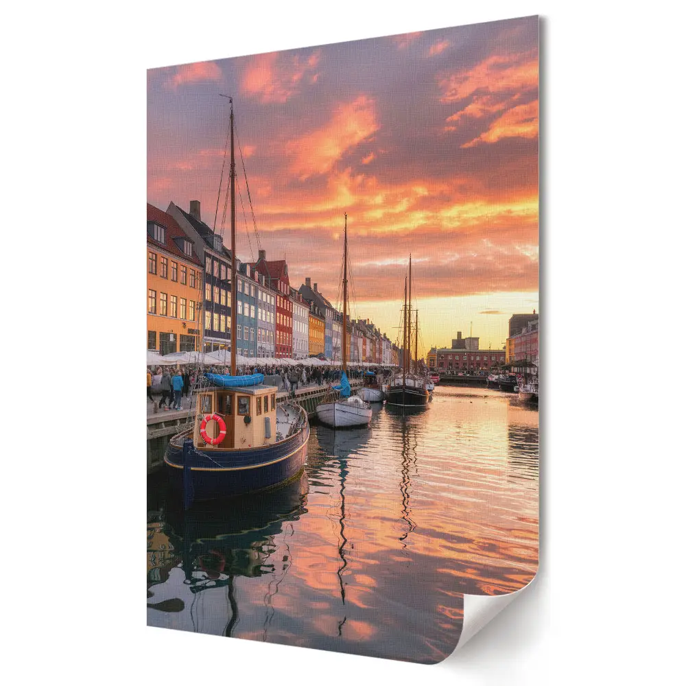 Poster decorativ cu apus de soare în portul din Copenhaga